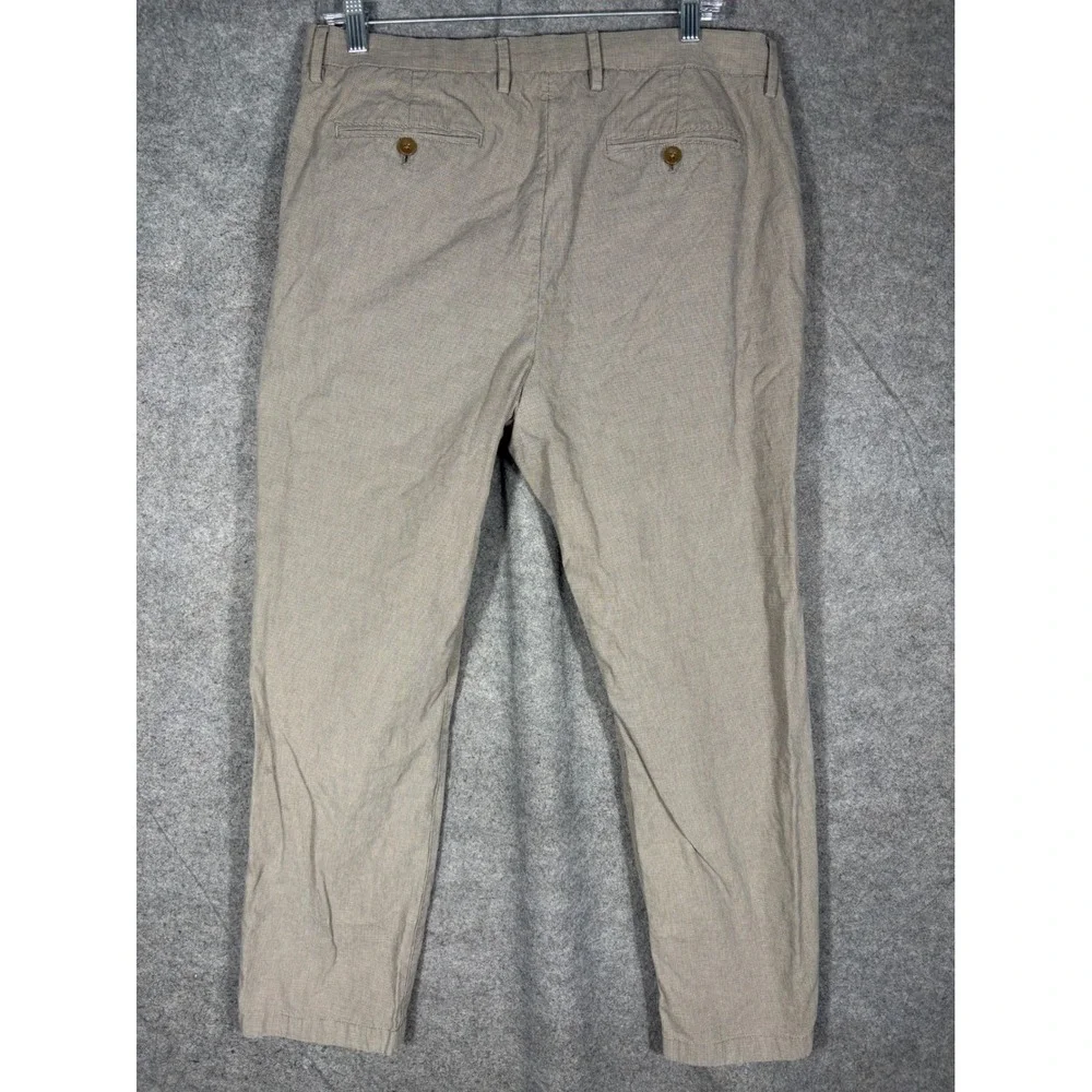 Banana Republic Kentfield Pant Mens 34x30 Tan Micro Houndstooth Chino Trousers